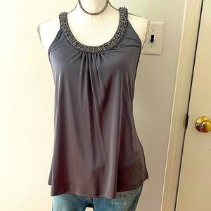 INC International Concepts Gray Embellished Tank Top NWT